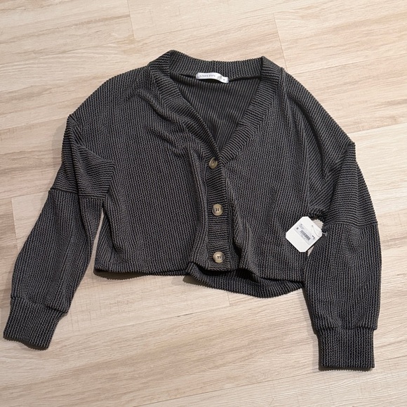 Altar'd State Sweaters - Altar'd State Charcoal Button-Up Cardigan
